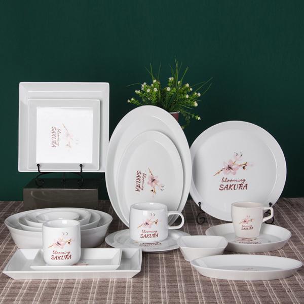 Buy cheap Japanese Cherry Blossom White Round Rectangle Square Baking Dessert Bowl Restaurant Ceramic Dinner Plate And Mug from wholesalers