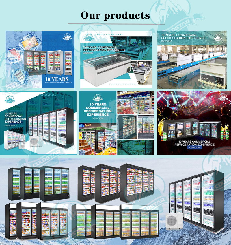 Commercial Fan Cooling -18~-22 Degree Freezer Commercial Movable Display Cabinet 2-6 Door Vertical Freezer