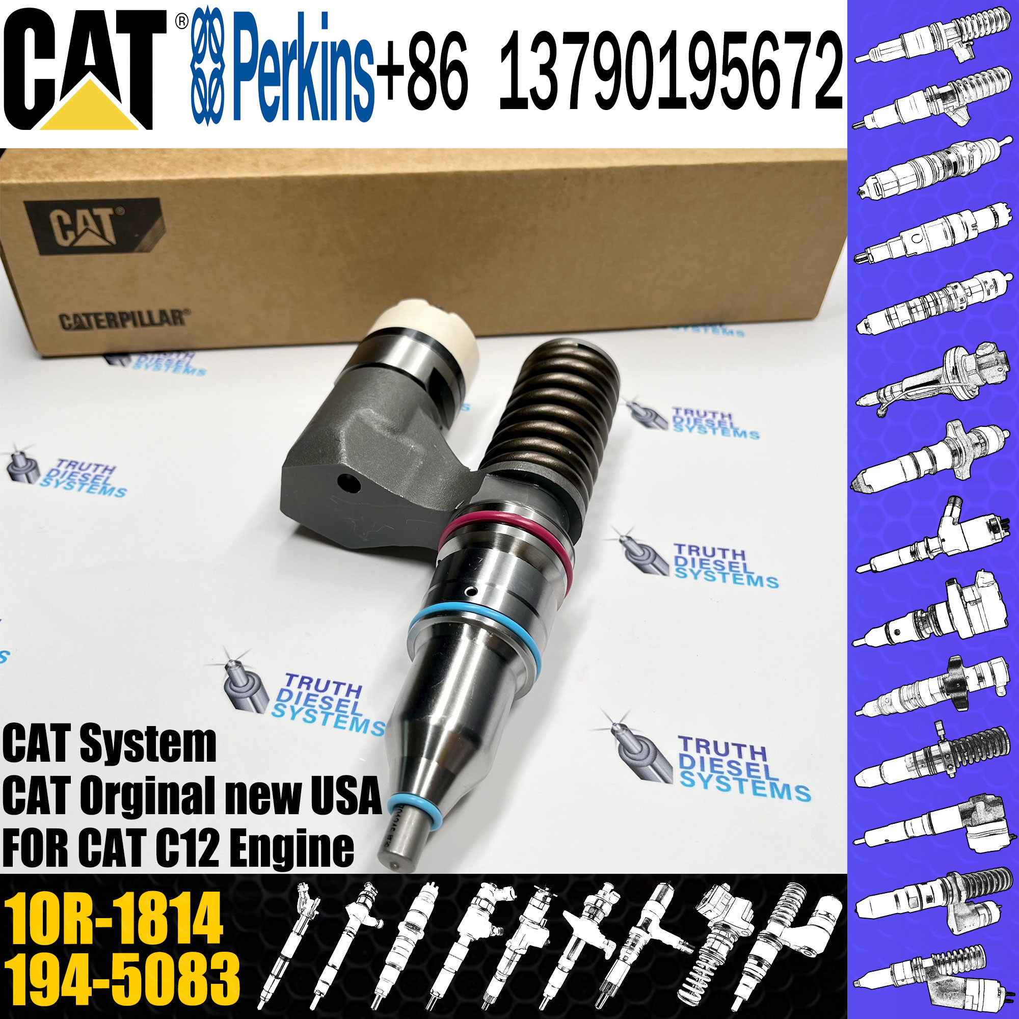 C12 engine fuel injector 1OR-1814 194-5083 OR-4987 10R-1264 161-1785 10R-0967 excavator injector assy