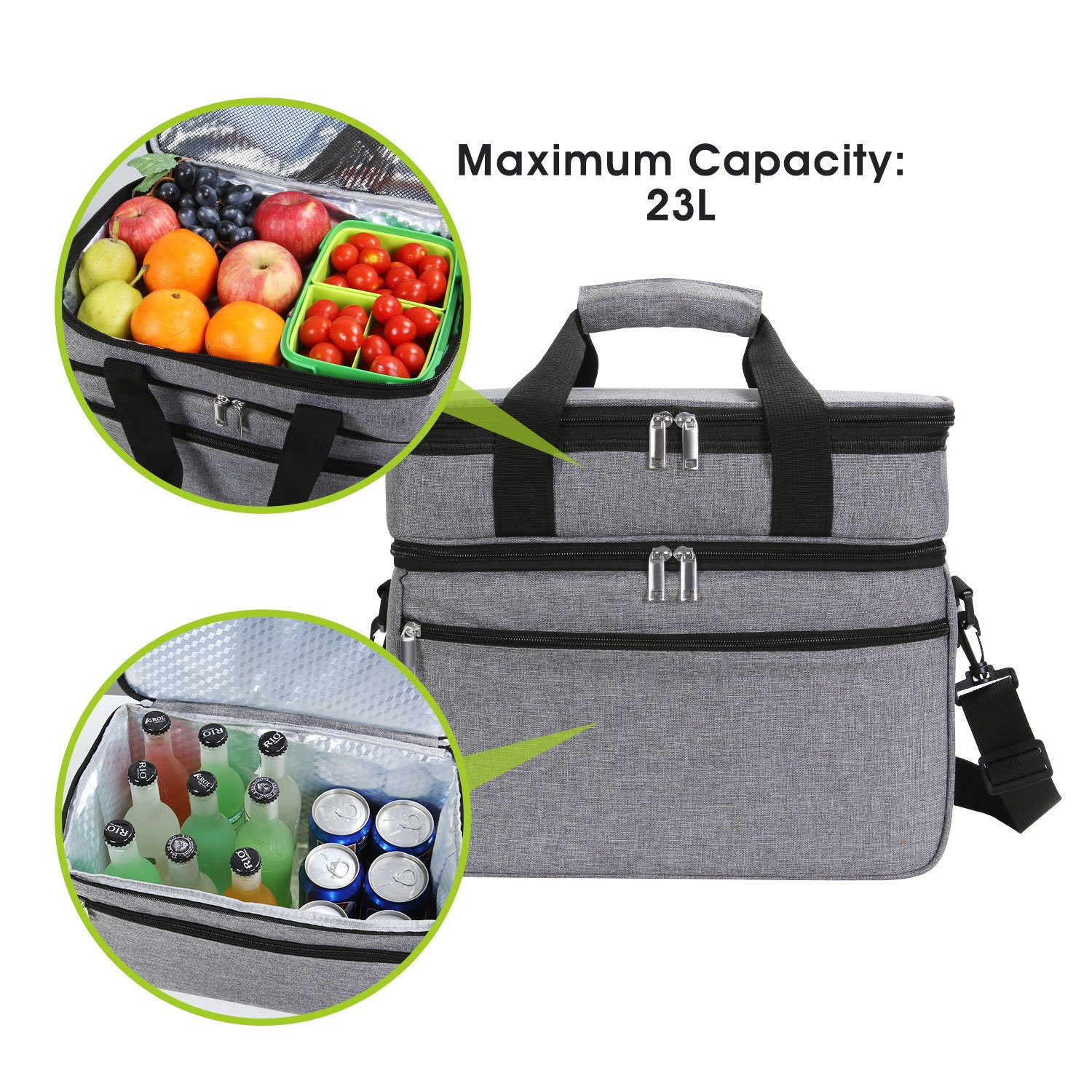 Felt Insulated 6 Can Cooler 23L Capacity Front Zipper Pocket For Outdoor Activities