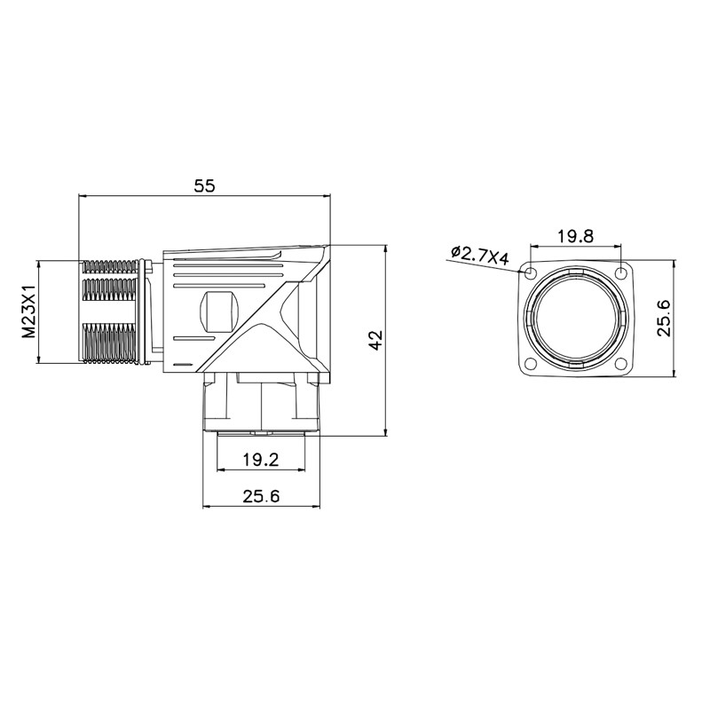 M23 6 Pole Male Shielded Right Angled Connector For Automtive Power