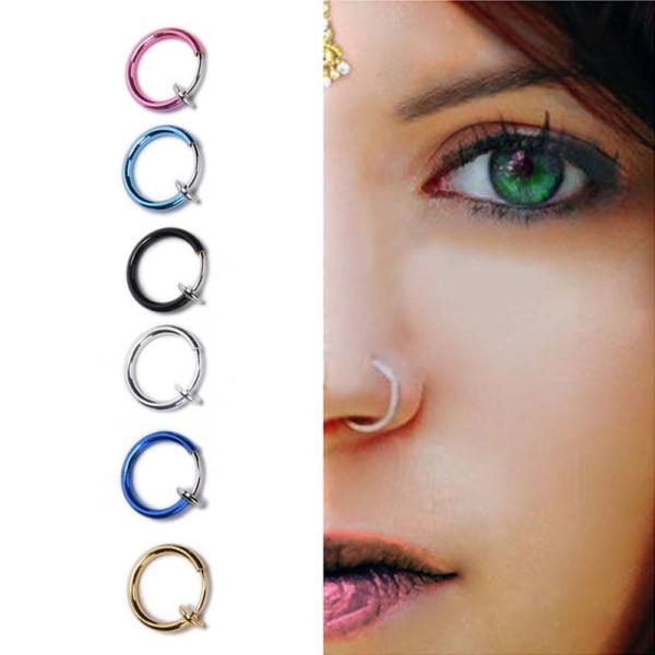 Buy cheap 6 Colors New 2 PCS Clip on Boby Nose Lip Ear Fake Piercing Rings Stud Punk Goth False Hoop Earrings Septum from wholesalers