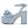Buy cheap Printed 10cm Womens Wedge Heeled Shoes Bow Tie Slender Straps from wholesalers