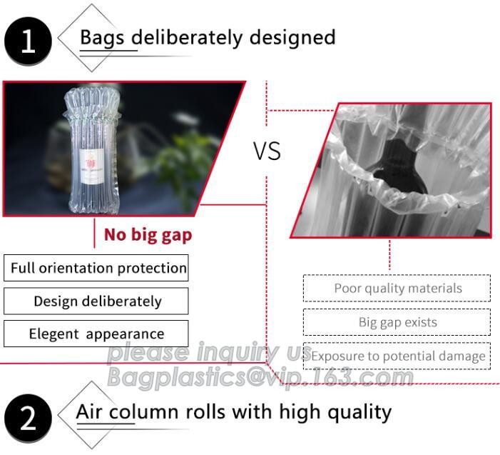 Wine Bottle Air Bag Packing, Wine Bottle Air Column Bag Packing, Inflating PE Film, Cushion Pillow Air Bag
