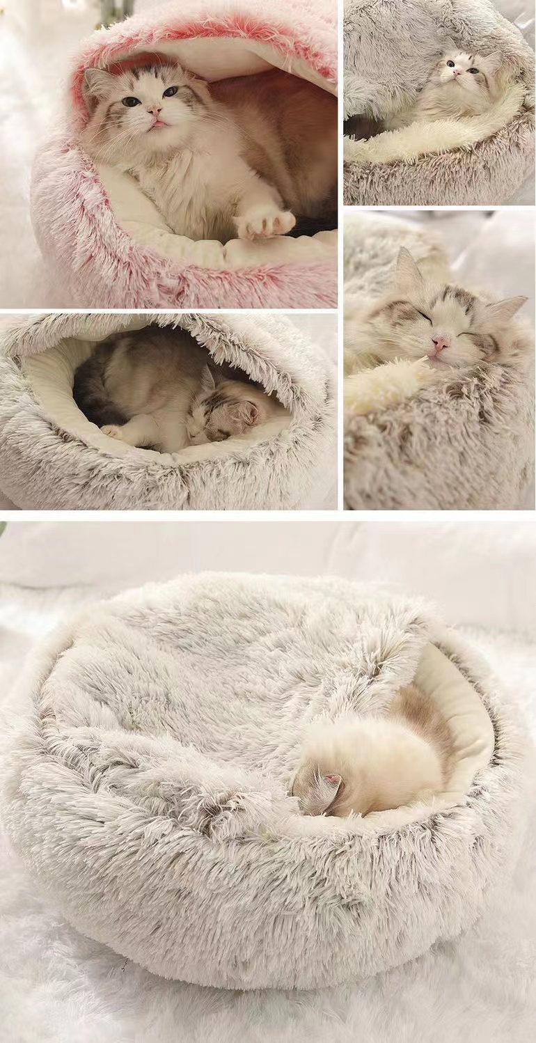 Eco Friendly Soft Long Plush Pet Sleep Bed Felt Sponge For Large Small Kittens