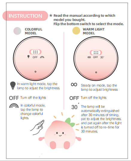 2024 New Creative Peach Shape Night Lamp Soft Silicone 7 Color Changing Eye Care Night Light For Children Gifts Desk Lamp
