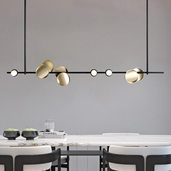 Modern Black Gold LED Long Chandelier for Bedroom Living Dining Study Room