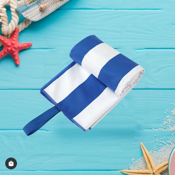 Recycled Blue And White Striped Resort Beach Towels Quick Dry