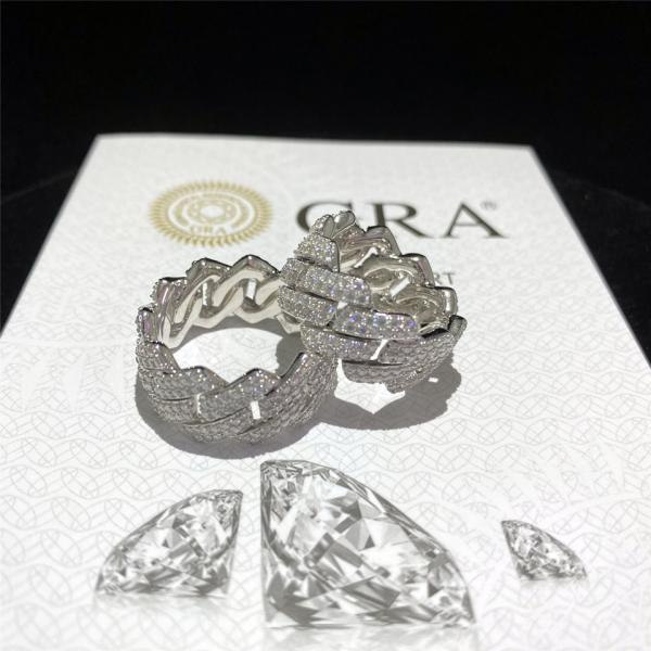 Buy cheap 925 Silver Miami Cuban Link Chain Iced Out Moissanite Mens Diamond Ring For Fine Jewelry from wholesalers