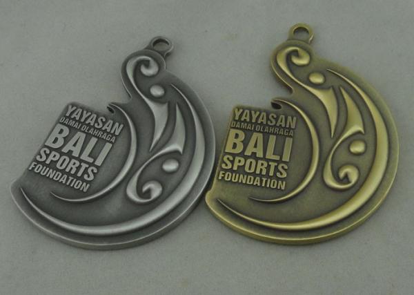 Double sides 3D Bali Sports Die Cast Medals , Antique Brass And Antique Silver