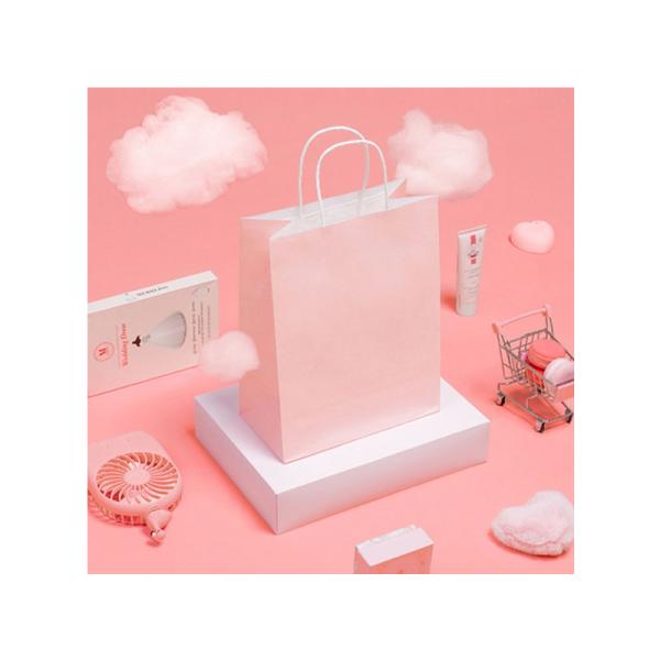 Buy cheap Offset Printing Craft Pink Gift Bag With Hand Length Handle from wholesalers