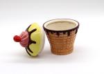 Pottery Ice Cream Cone Cookie Jar , Food Container Ceramic Cookie Jar With Lid