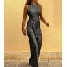 Buy cheap Custom Clothing Factory China Round Neck Sleeveless Sequined Backless Jumpsuit For Women from wholesalers