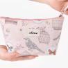 Buy cheap Pink Printed Zipper Cosmetic Bag Animal Pattern Soft Canvas Fabric Material OEM ODM from wholesalers