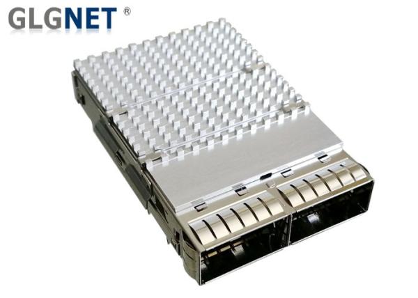 EMI Tabs One Piece QSFP28 Cage 1 X 2 Ganged Press Fit Mount For QSFP28 Optical