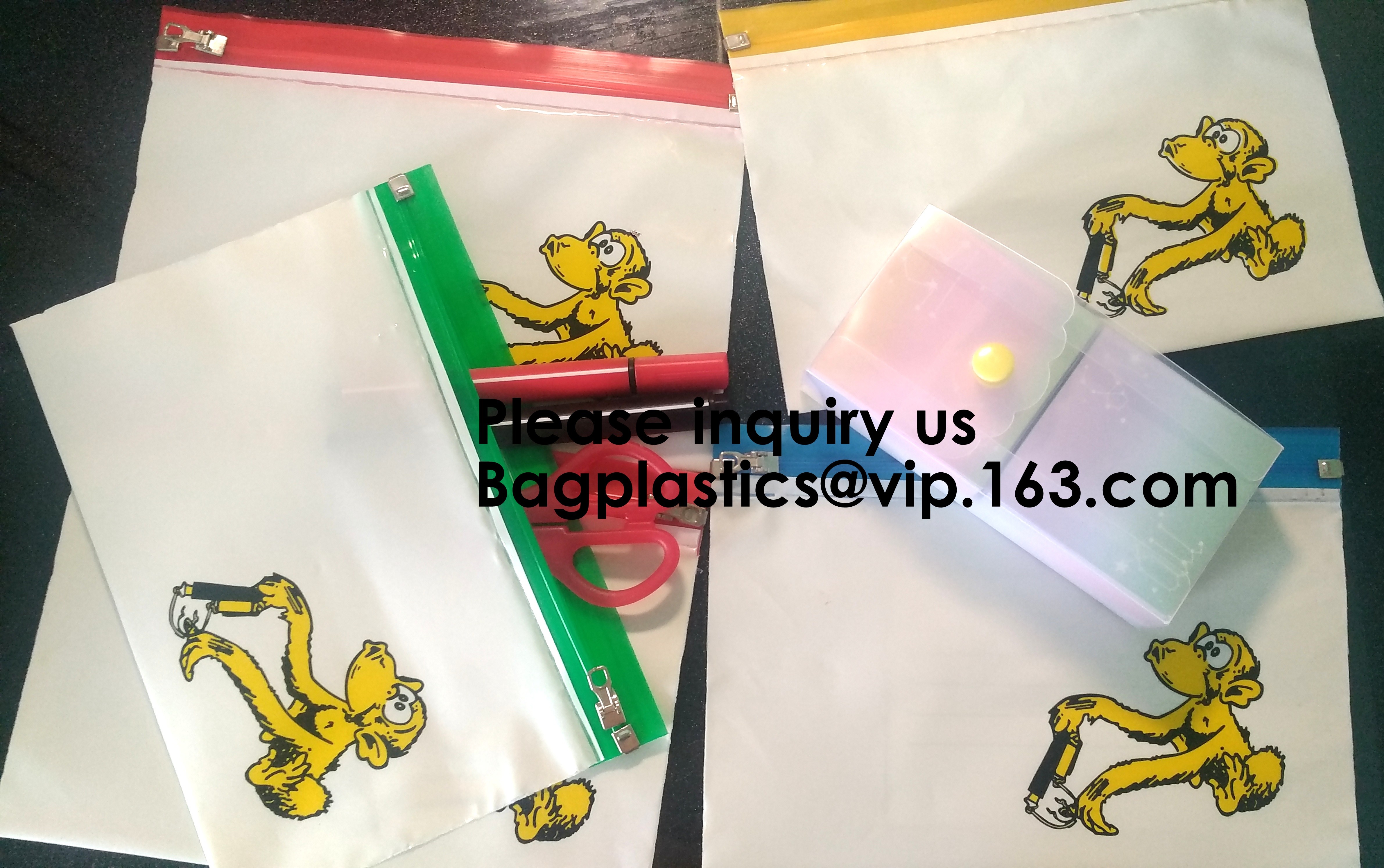 Waterproof Clear Plastic File Document File Bag For Bill Invoice Note File,Zip Plastic EVA Bags Blank Packaging Pouch