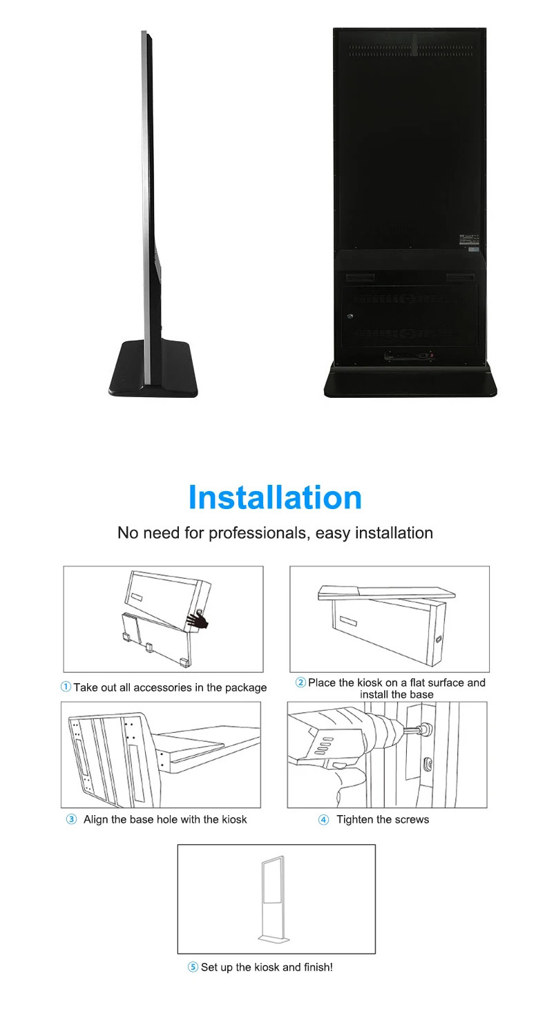 1920 X 1080 Floor Standing Digital Signage Waterproof High Definition 65in