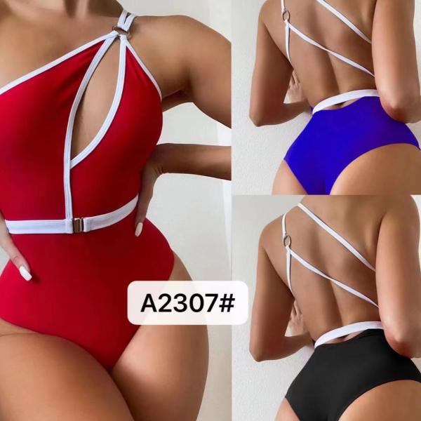 Ladies One Piece Swimsuit Solid Color Factory Direct Supply High Waist Miss Hard