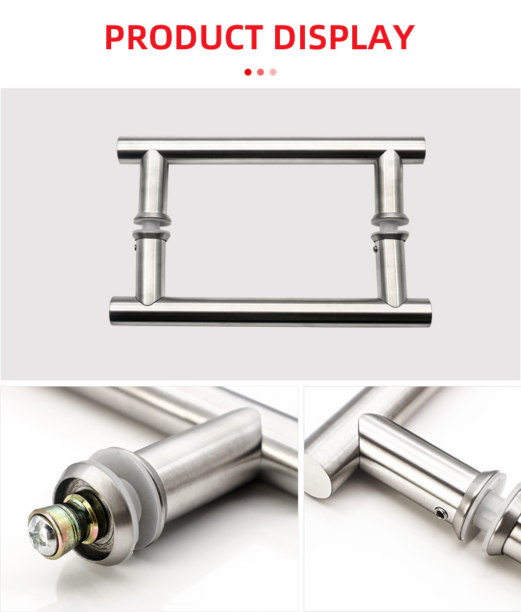 China Manufacturer H Type Black Stainless Steel 304 shower Glass Door Pull handles