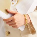 MVCOLEDY Jewelry Gold Plated Bangle Bracelet Cz Stone Stainless Steel With