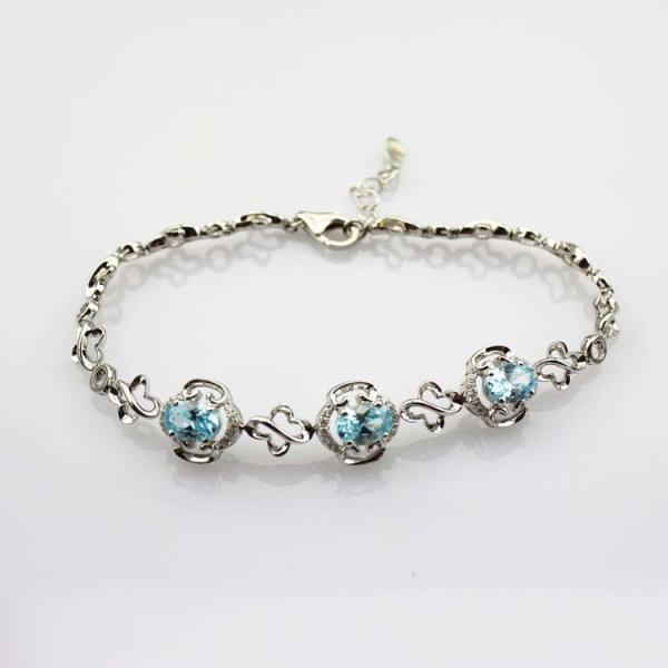 Buy cheap 925 Silver 5x7mm Created Blue Topaz Cubic Zircon Link Tennis Bracelet (H11) from wholesalers