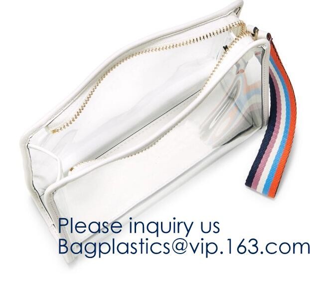 Promotional factory price portable k clear holographic PVC cosmetic bag,Eco-friendly heat seal frosted plastic PVC