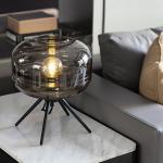 Nordic simple wrought iron Smoke gray blue amber glass grey table lamp(WH-MTB-22