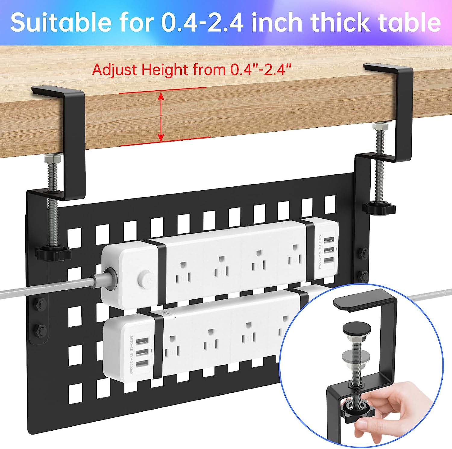 Office Desk Home Steel Cable Organizer Tray Space Saving Under Desk Wire Rack Panel
