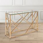Hot Sale Rectangular Console Table Hallway Table Stainless Steel Legs Tempered