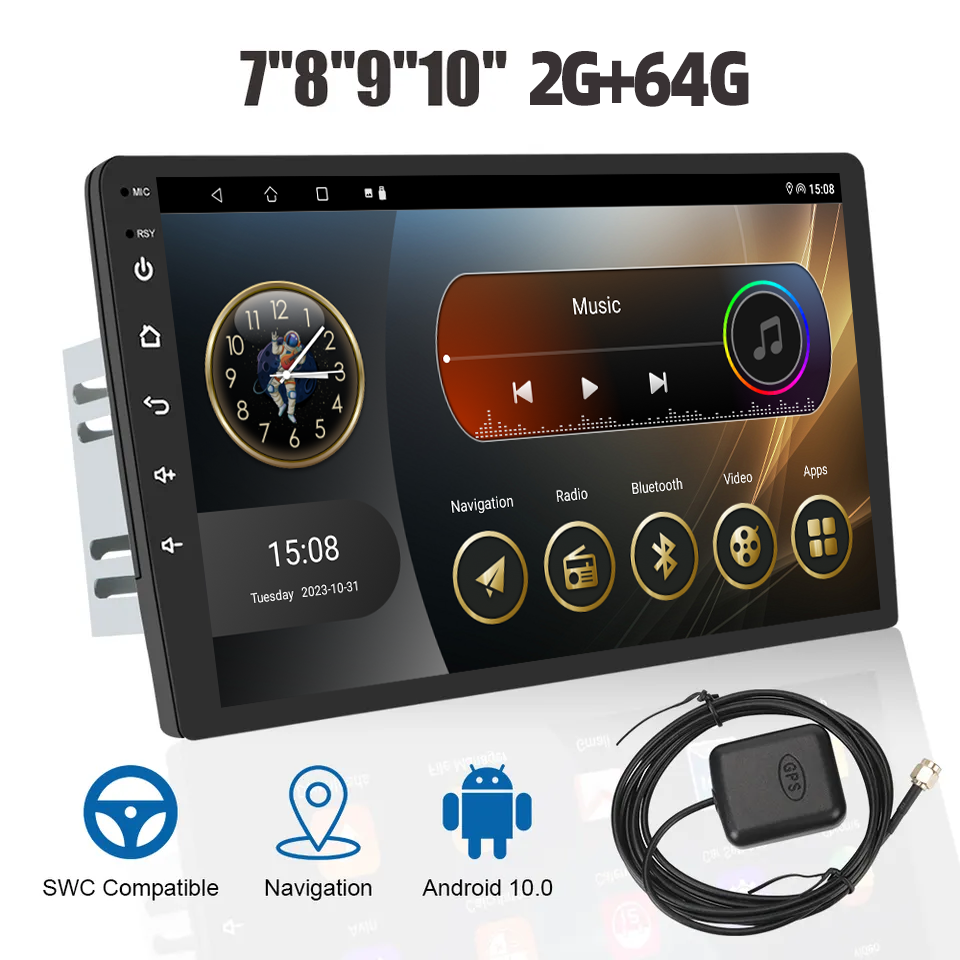 9" Android11 QLED 2DIN Car Radio 4core 2 32GB AM/FM RDS 360 Camera and Carplay Player