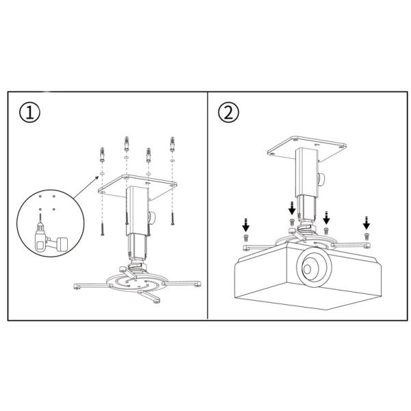 360 Degree Adjustable Projector Mount Aluminum Alloy Universal Projector Bracket Black