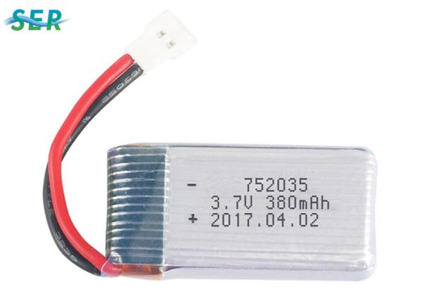 Flexible Lithium Polymer RC Drone Battery 752035 3.7v 380mah 20C 30C High