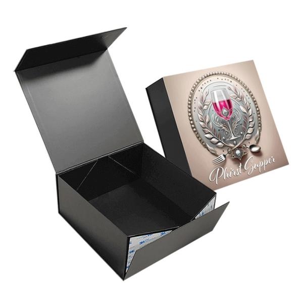 Buy cheap Luxury Paper Flip Top Cardboard Box Black Custom Magnetic Box Packaging from wholesalers