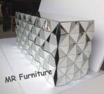 3D Faceted Mirrored Bedroom Chest With 8 Drawers Wooden Material Body