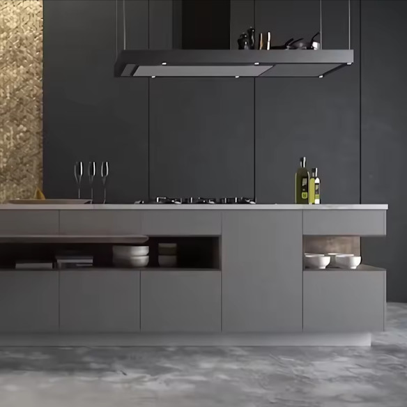 Melamine Board Premade Kitchen Cabinets Units Modular Glass