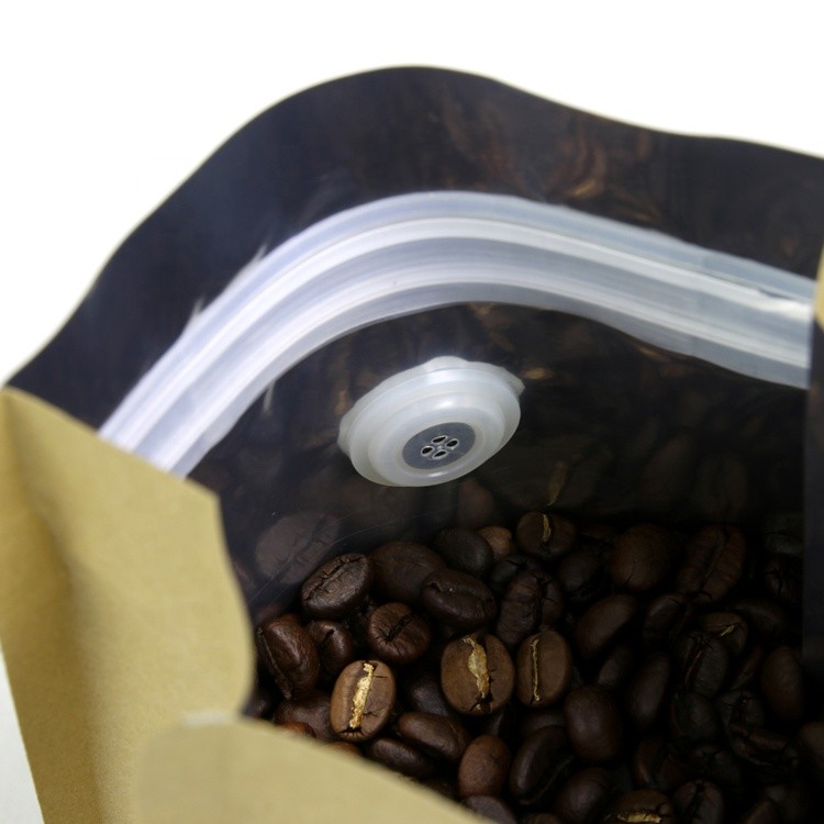 side gusset kraft paper flat bottom tea pouch 1kg coffee packaging zipper bag with valve