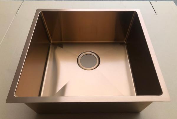 Buy cheap Copper PVD Surface Kitchen Sink Without Tap Holes 5 Years Warranty / Rose Gold Color Kitchen Sink from wholesalers