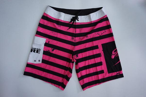 Buy cheap Pink Black Striped Mens Board Shorts Quick Dry , Recycled Mens Surf Shorts from wholesalers