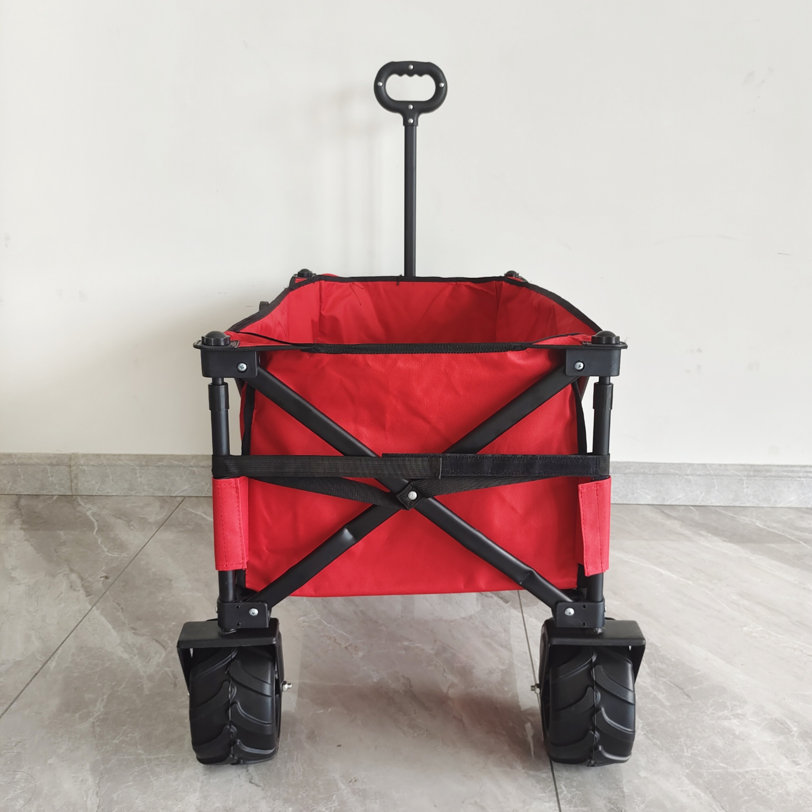 O-Type Adjustable Handle Folding Wagon Pu Wide Wheel Foldable Beach Camping Cart