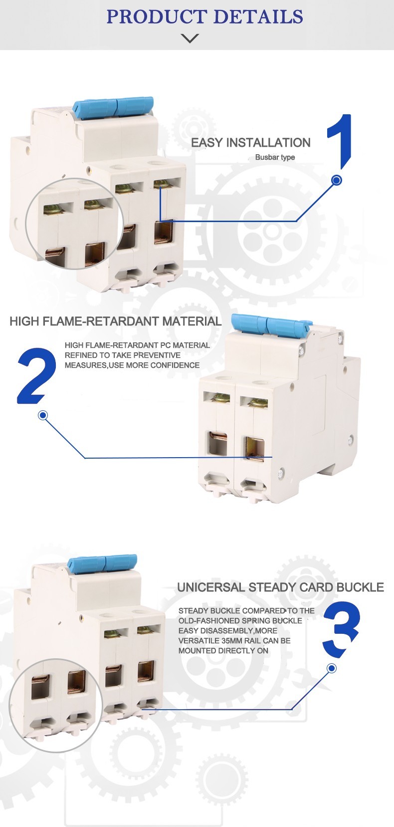 NBSM6-63LM C63 Residual Current Breaker With Overload Protection Double Pole