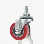 1.5 Inch Red PU Small Swivel Casters M8 Threaded Stem Furniture Silent Wheels