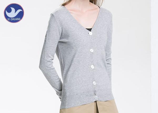 Buy cheap Front / Back V Neck Womens Knit Cardigan Sweaters Buttons Brief Knitwear For Spring / Autumn from wholesalers