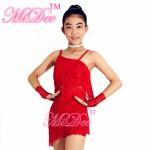Latin Dance Competition Costumes Sequined Bodice Sensational One Shoulder Fringe