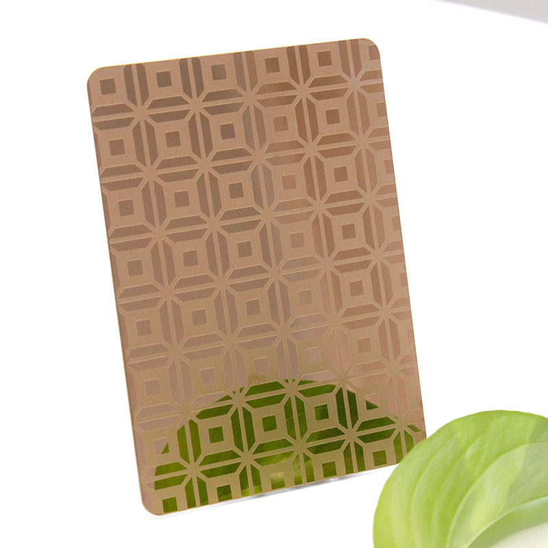 ASTM Stainless Steel Etched Plate Gold Customized Pattern For Wall Elevator Decoration
