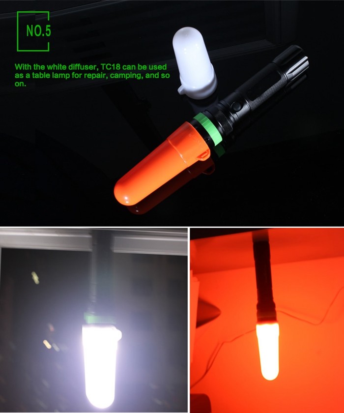 Police Security LED Rechargeable Flashlight Added Fluorescent Silicone Ring