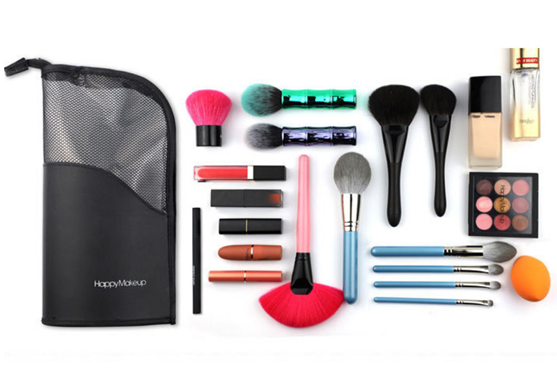 Wear Resistant Polyester Fabric Cosmetic Brush Bag For Travel