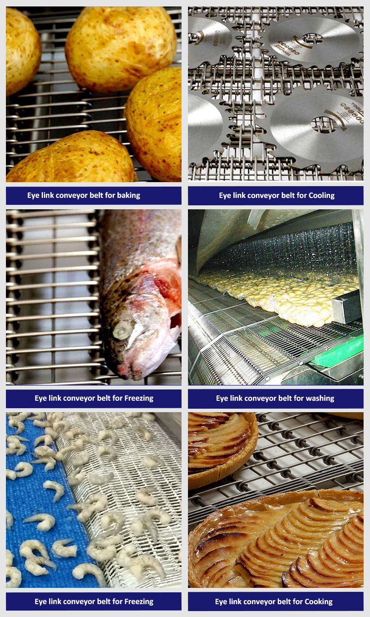 4m Length Conveyor Wire Belt / Eye Link Belt SS304 For Fish Drying