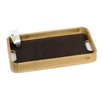 Buy cheap Hotel Guestroom Leather Bamboo Tray Rectangle Multi use Customized product