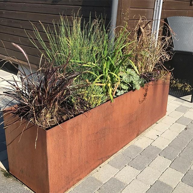 Rectangular corten steel planter flower pot with OEM logo