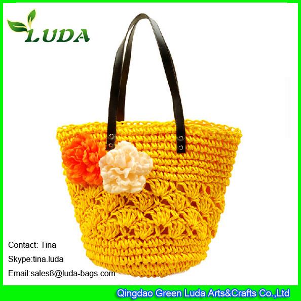 Buy cheap LUDA fashion beach straw bag leather flower designer straw handbags from wholesalers